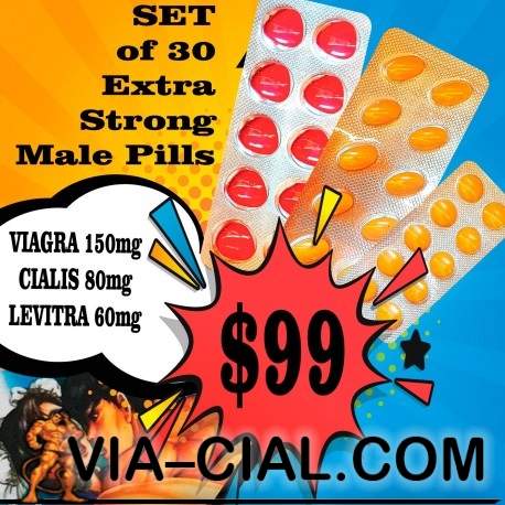 Super STRONG Male Pills SET Viagra 150mg + Cialis 80mg + Levitra 60mg