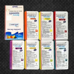 Kamagra Oral Jelly 7 Fruit Taste Packs 100mg (Sildenafil, Ajanta)